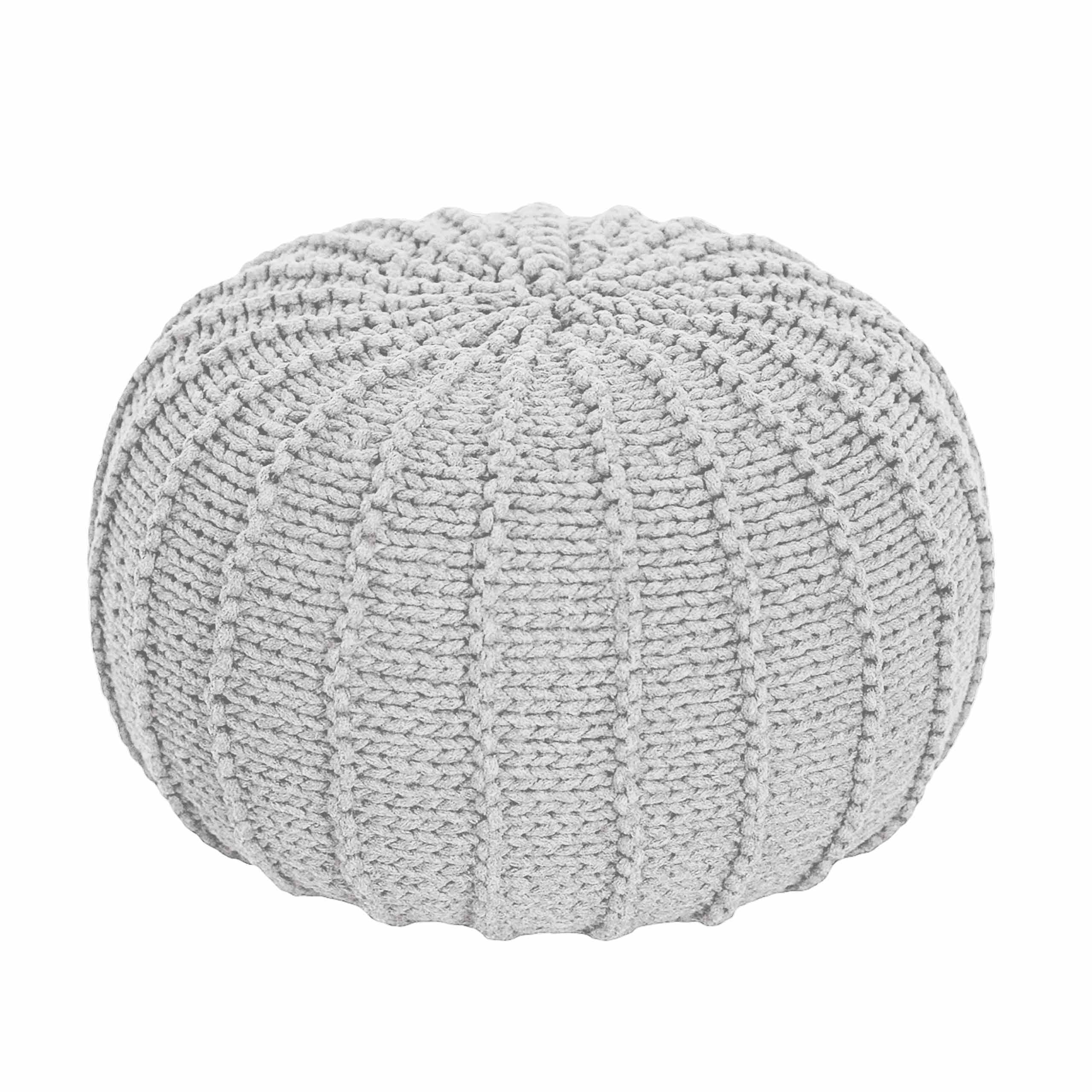 Zuri House Knitted Pouffe, Small | LIGHT GREY