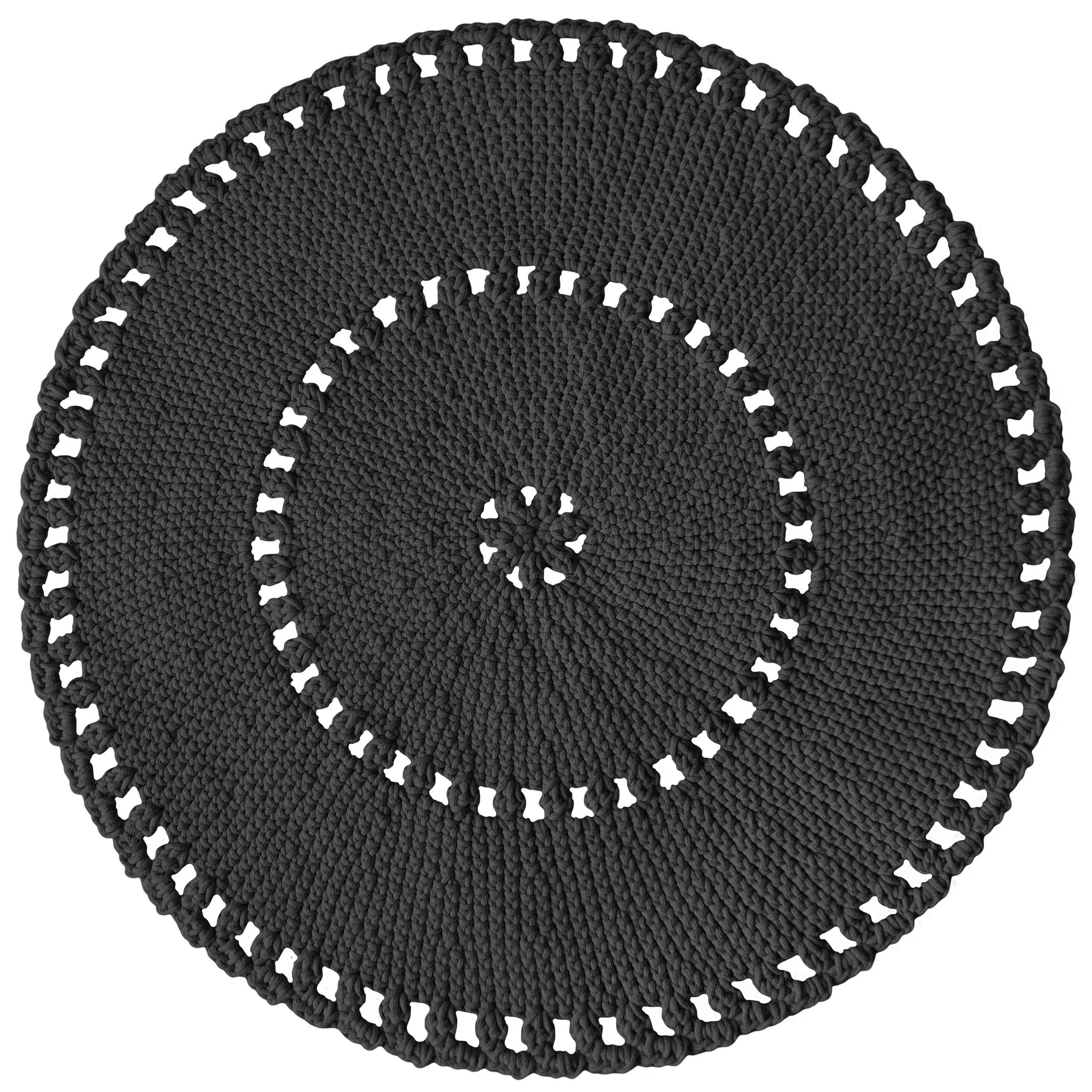 Zuri House Crochet BOHO Rug | GRAPHITE - 90 cm
