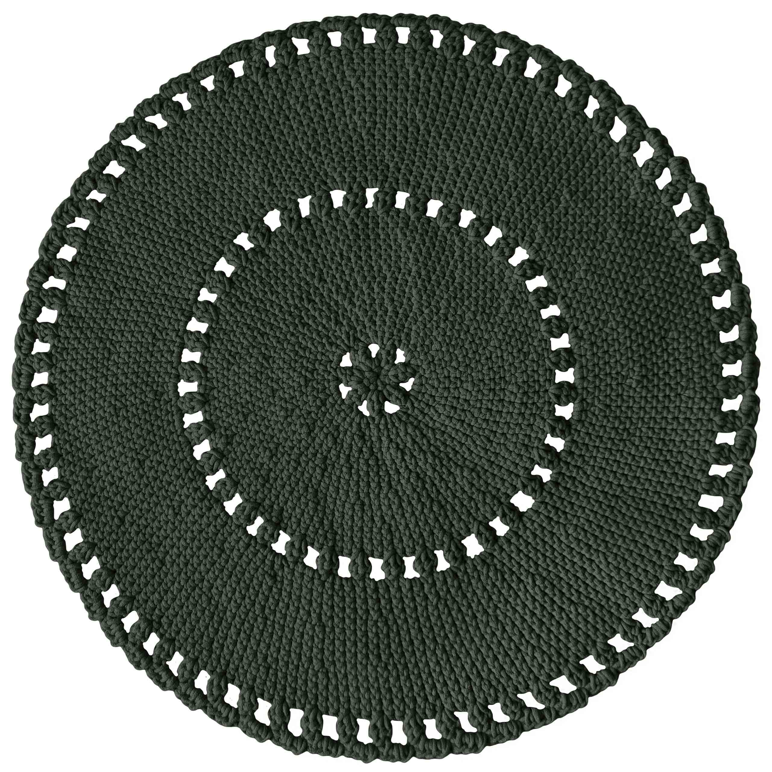 Zuri House Crochet BOHO Rug | OLIVE GREEN - 100 cm