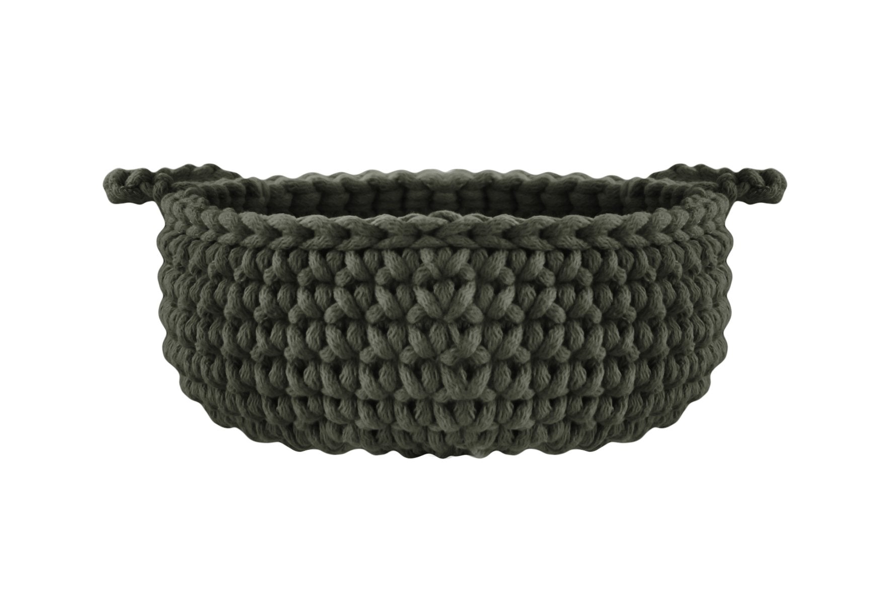 Zuri House Crochet Flat Basket, Small | OLIVE GREEN