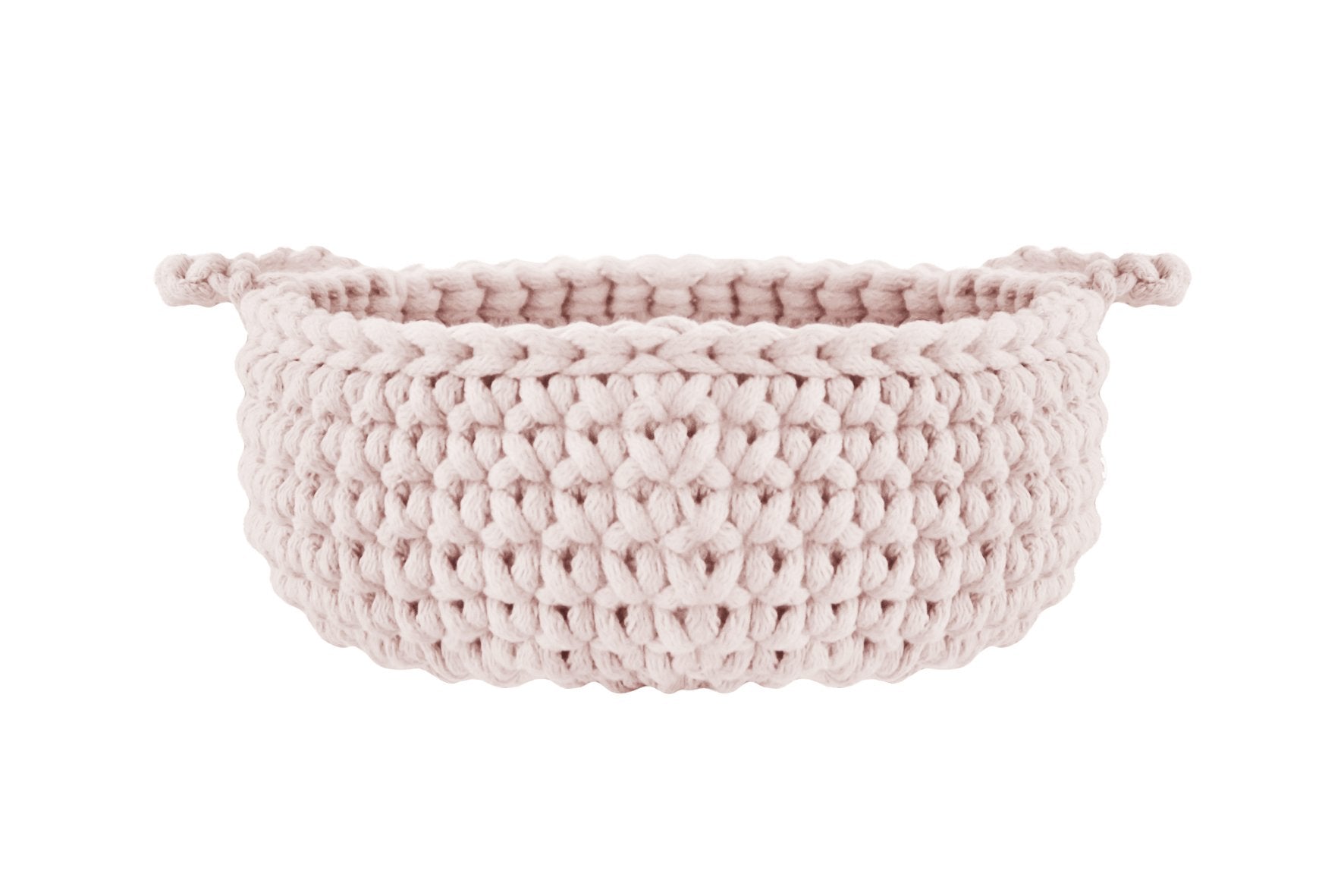 Zuri House Crochet Flat Basket, Small | PALE PINK
