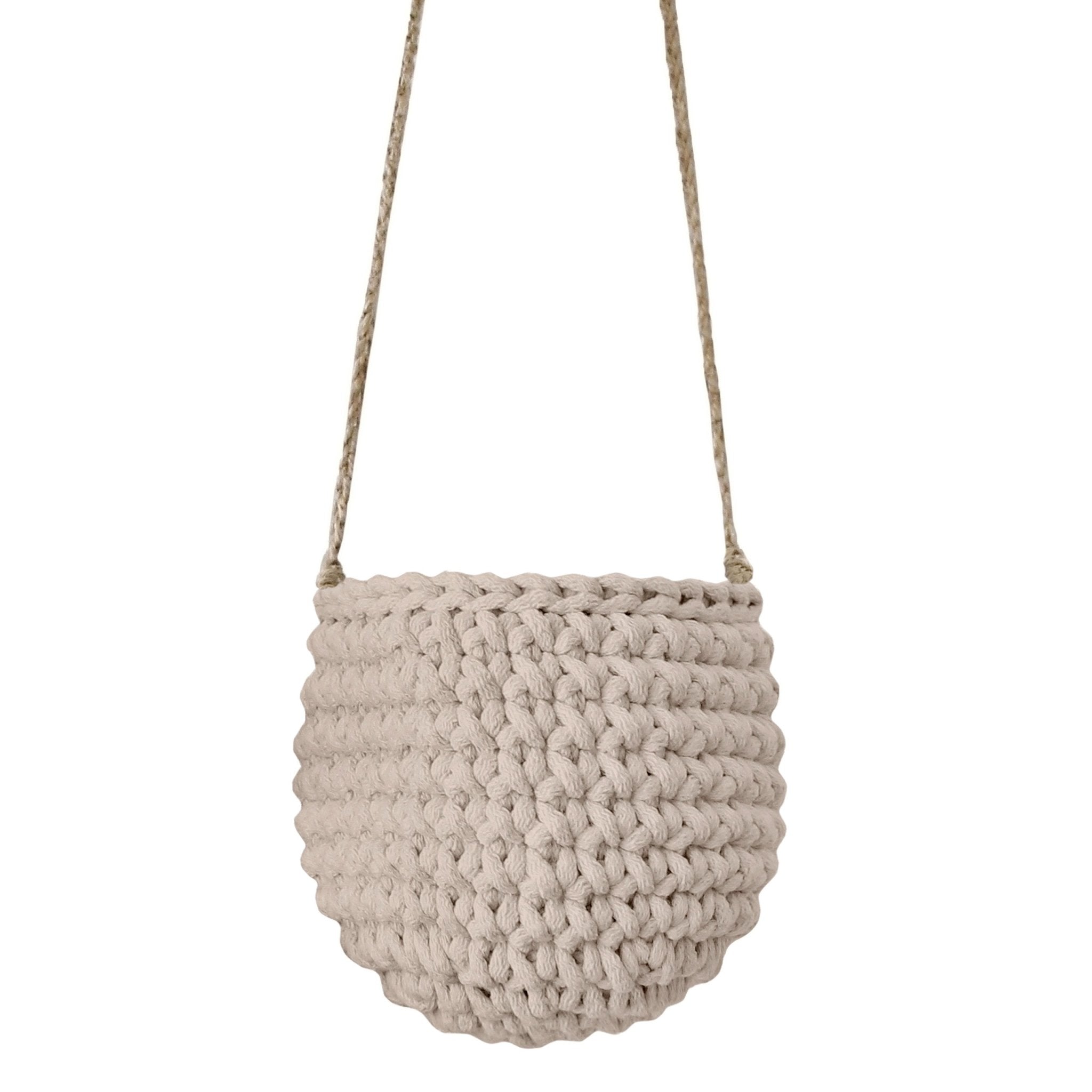 Zuri House Crochet Hanging Basket, Small | BEIGE
