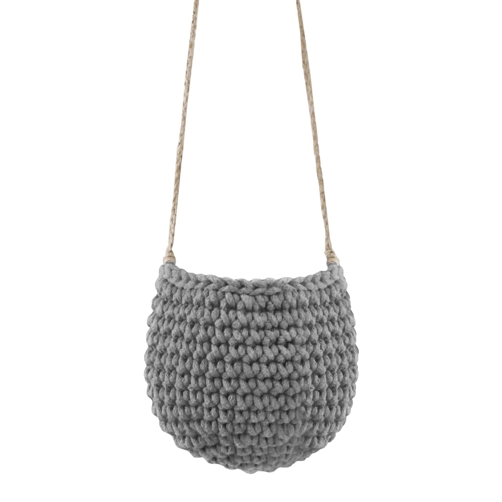 Zuri House Crochet Hanging Basket, Small | DARK GREY