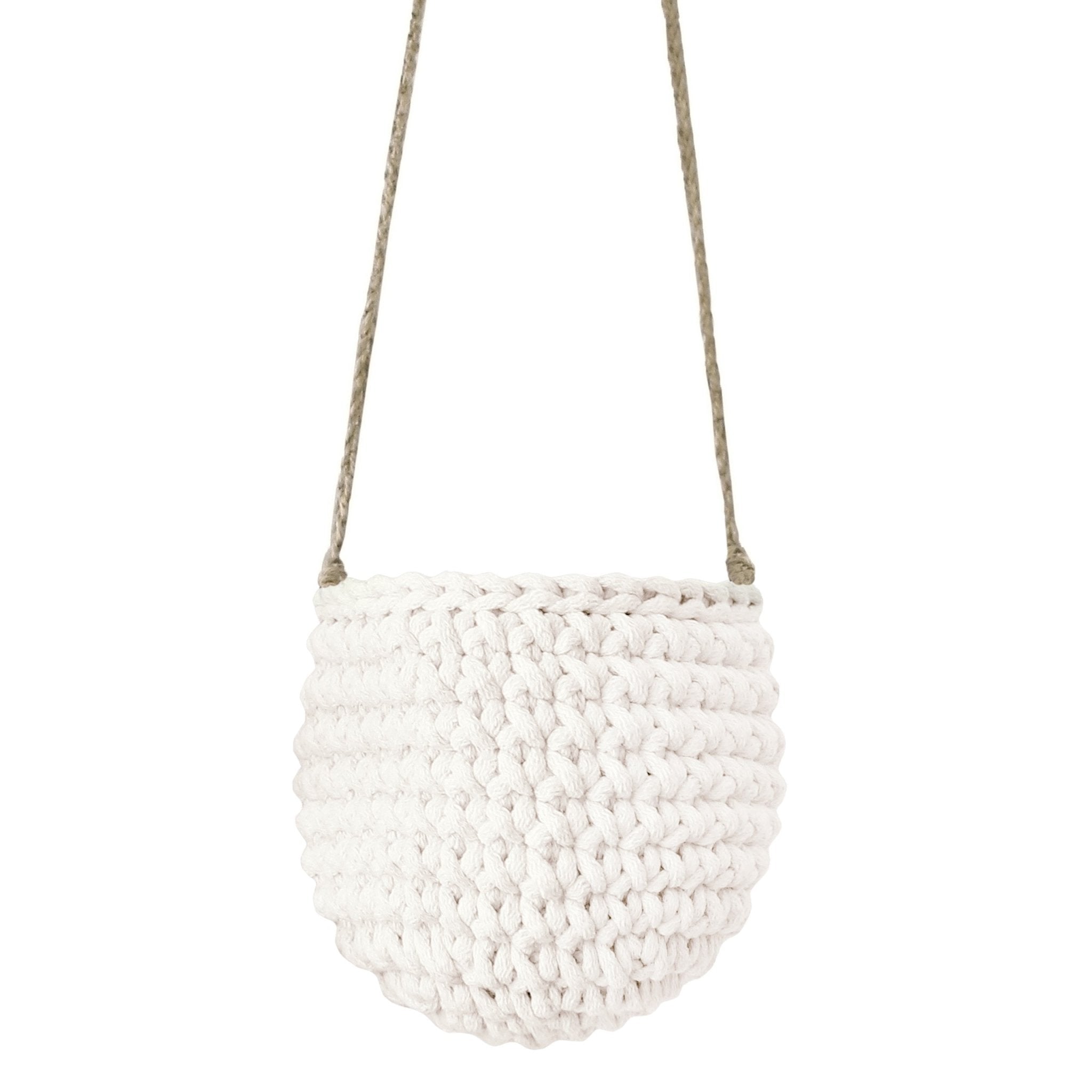 Zuri House Crochet Hanging Basket, Small | IVORY