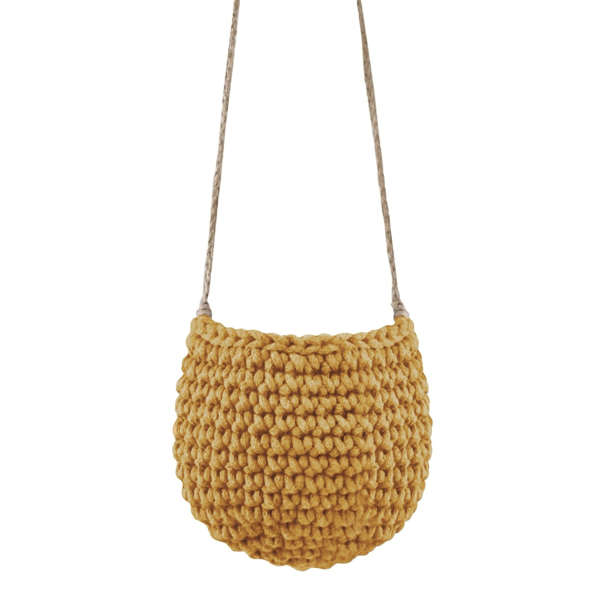 Zuri House Crochet Hanging Basket, Small | MUSTARD