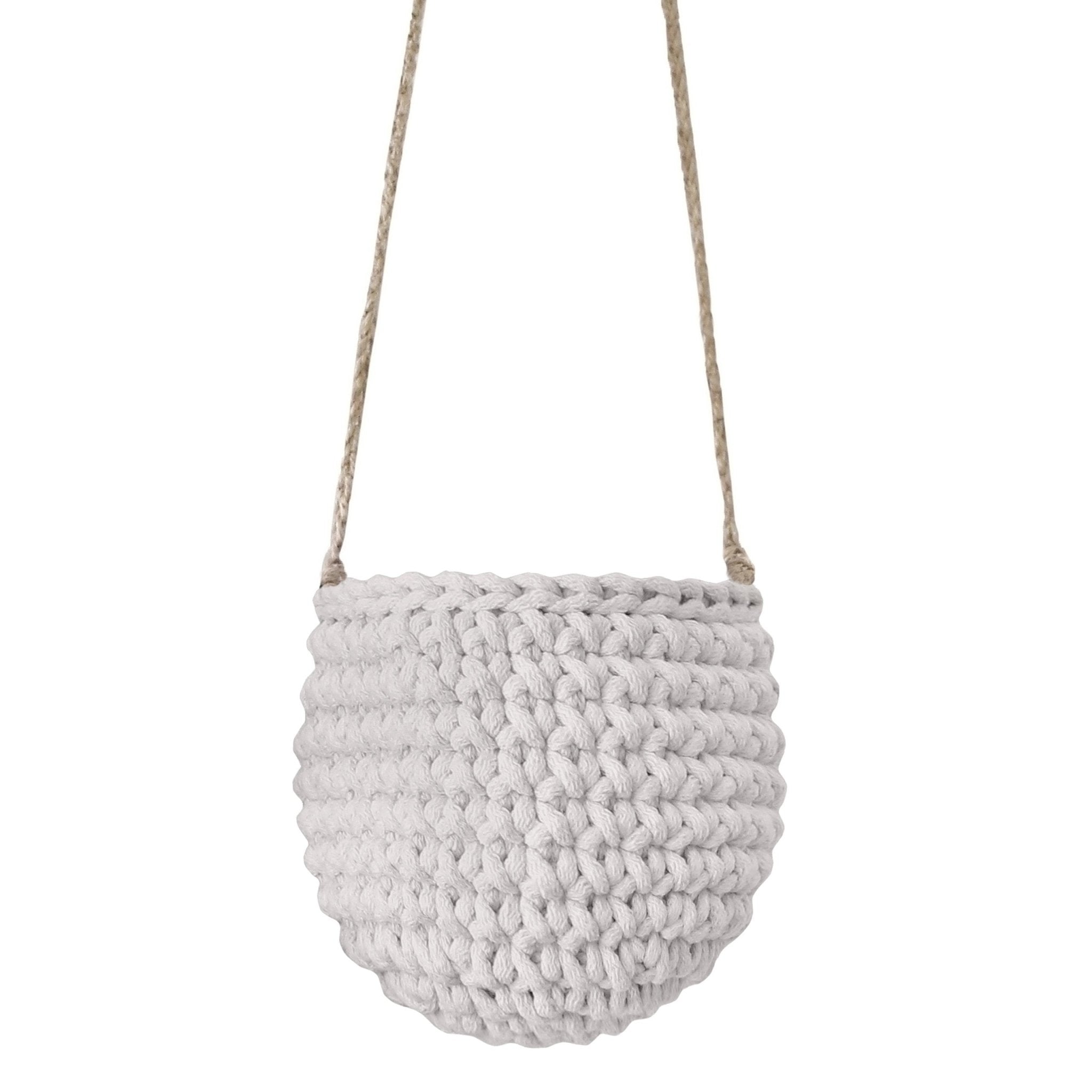 Zuri House Crochet Hanging Basket, Small | OATMEAL