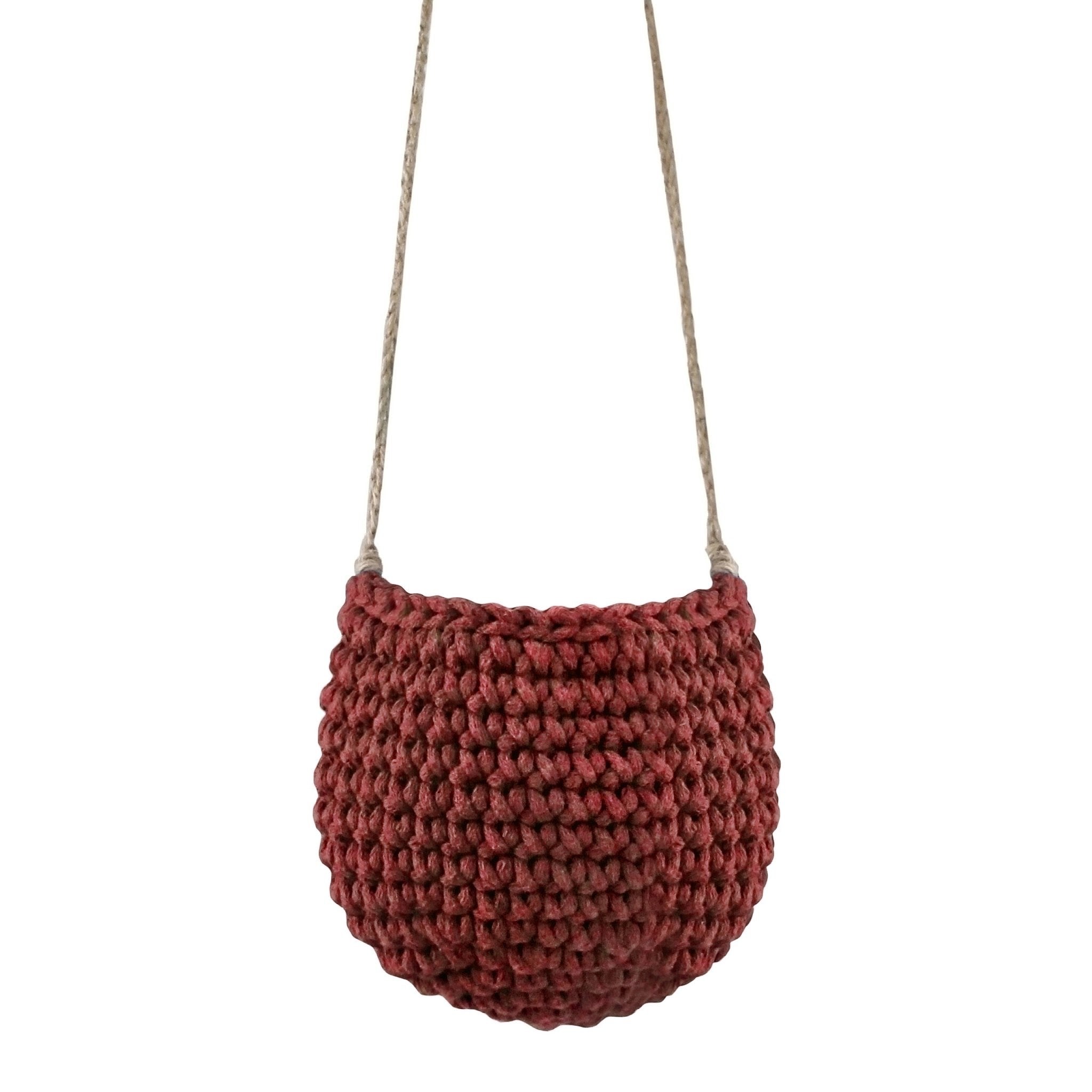 Zuri House Crochet Hanging Basket, Small | TERRACOTTA