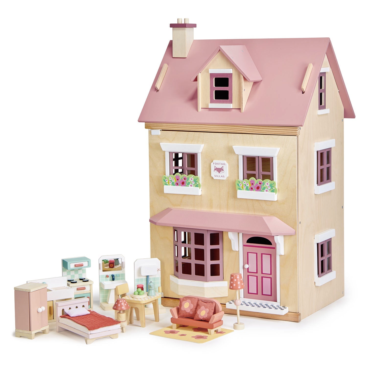 Tender Leaf Toys Foxtail Villa + Furniture in Pink