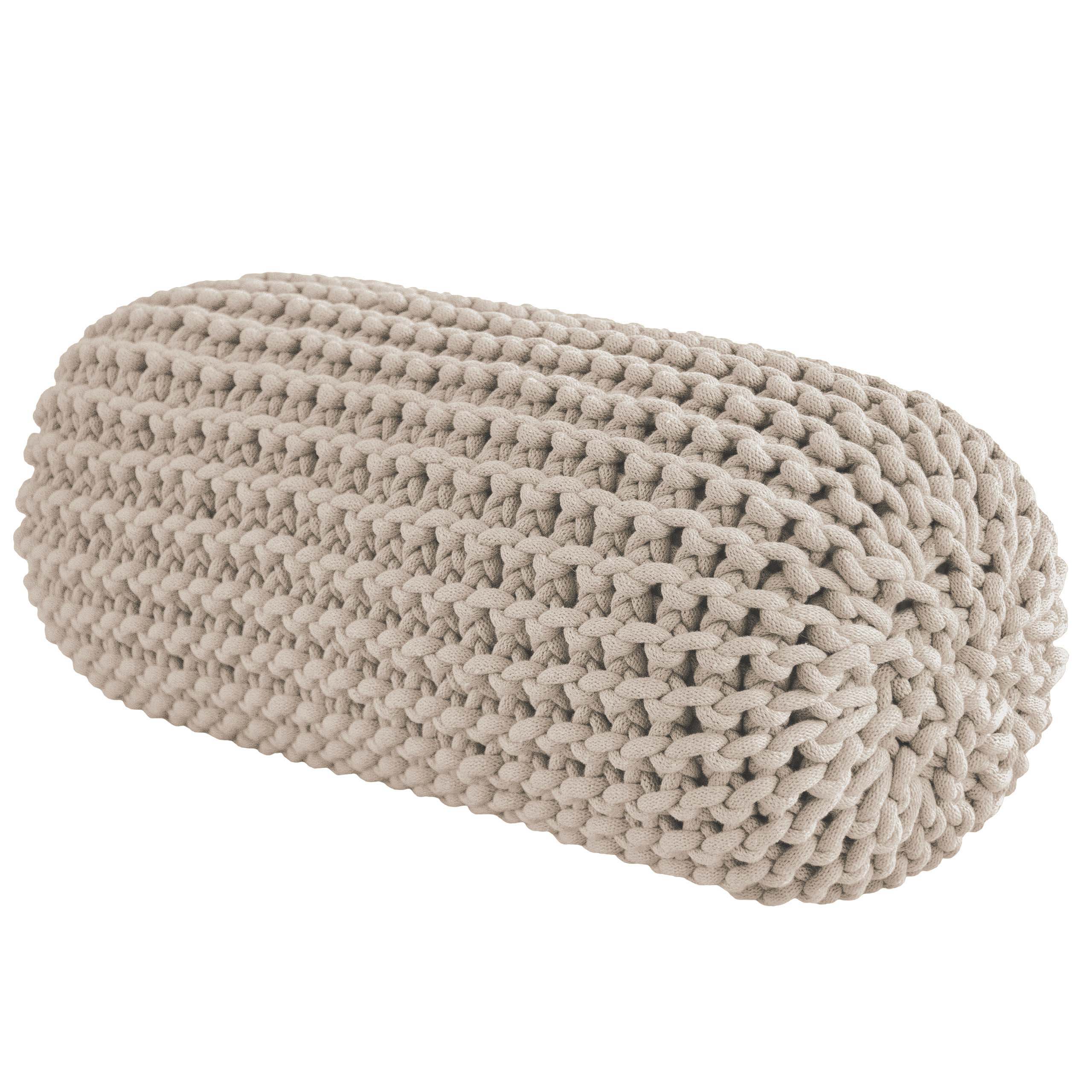 Zuri House Chunky Knitted Bolster Footrest | BEIGE - 70 x 30 cm (28 x 12 in)