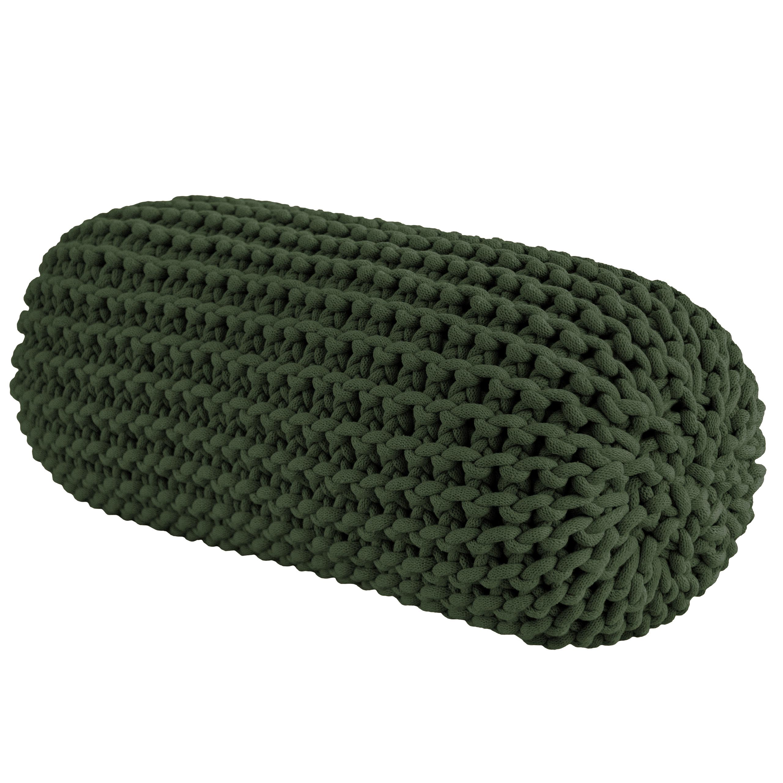 Zuri House Chunky Knitted Bolster Footrest | OLIVE GREEN - 60 x 25 cm (24 x 10 in)