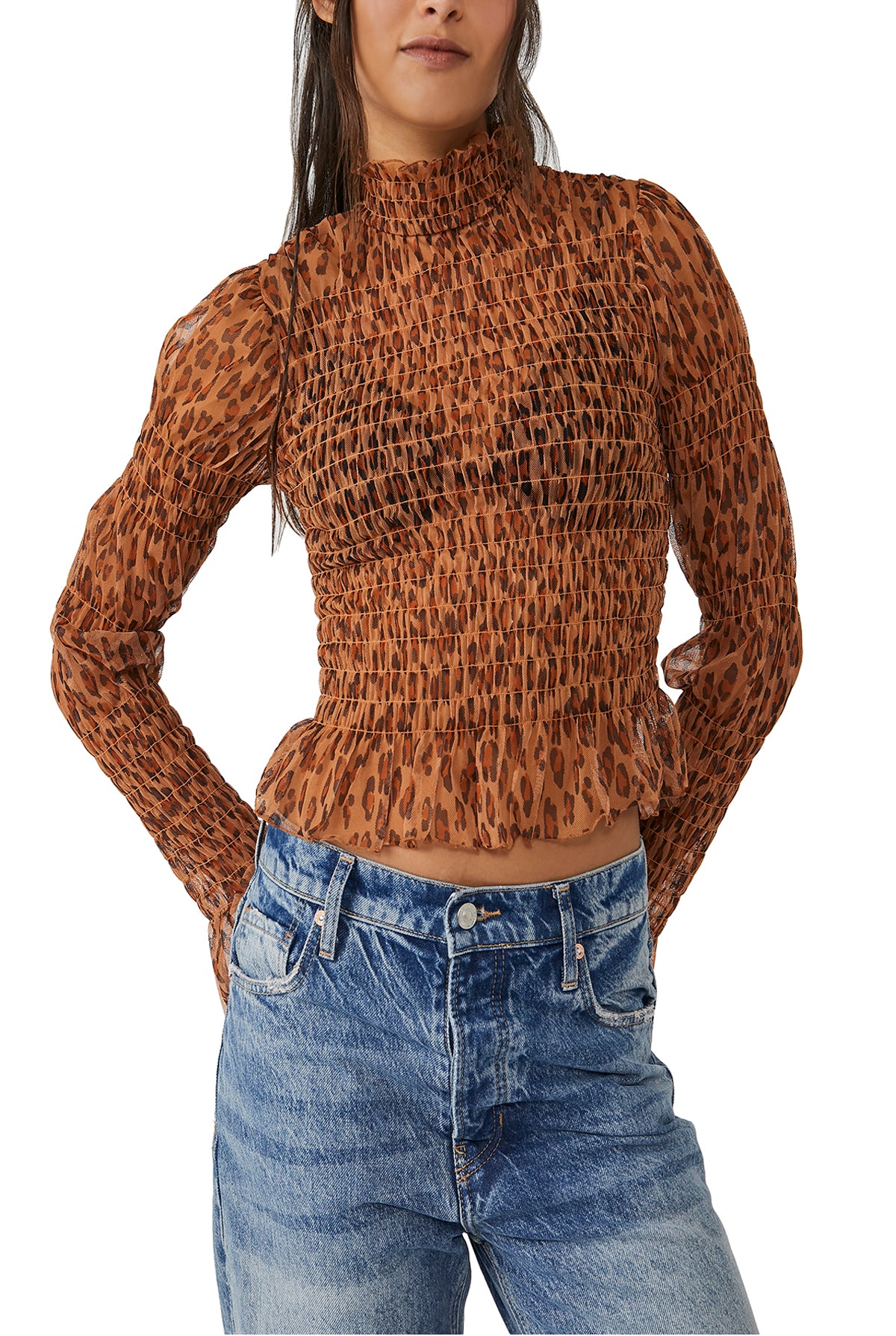 Free People Hello There Top - XS LEOPARD COMBO