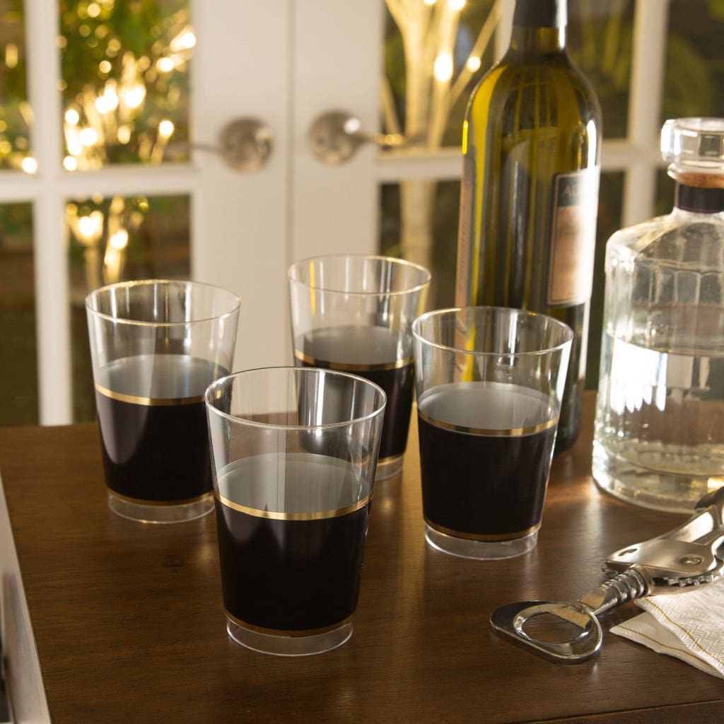 Upscale Black Plastic Wine Cups | 4 Cups