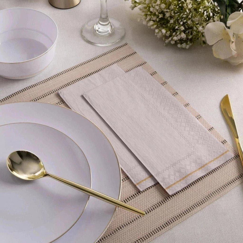 Teal with Gold Stripe Paper Dinner Napkins - Luxe Party NYC – Elegance -  Fine Tableware