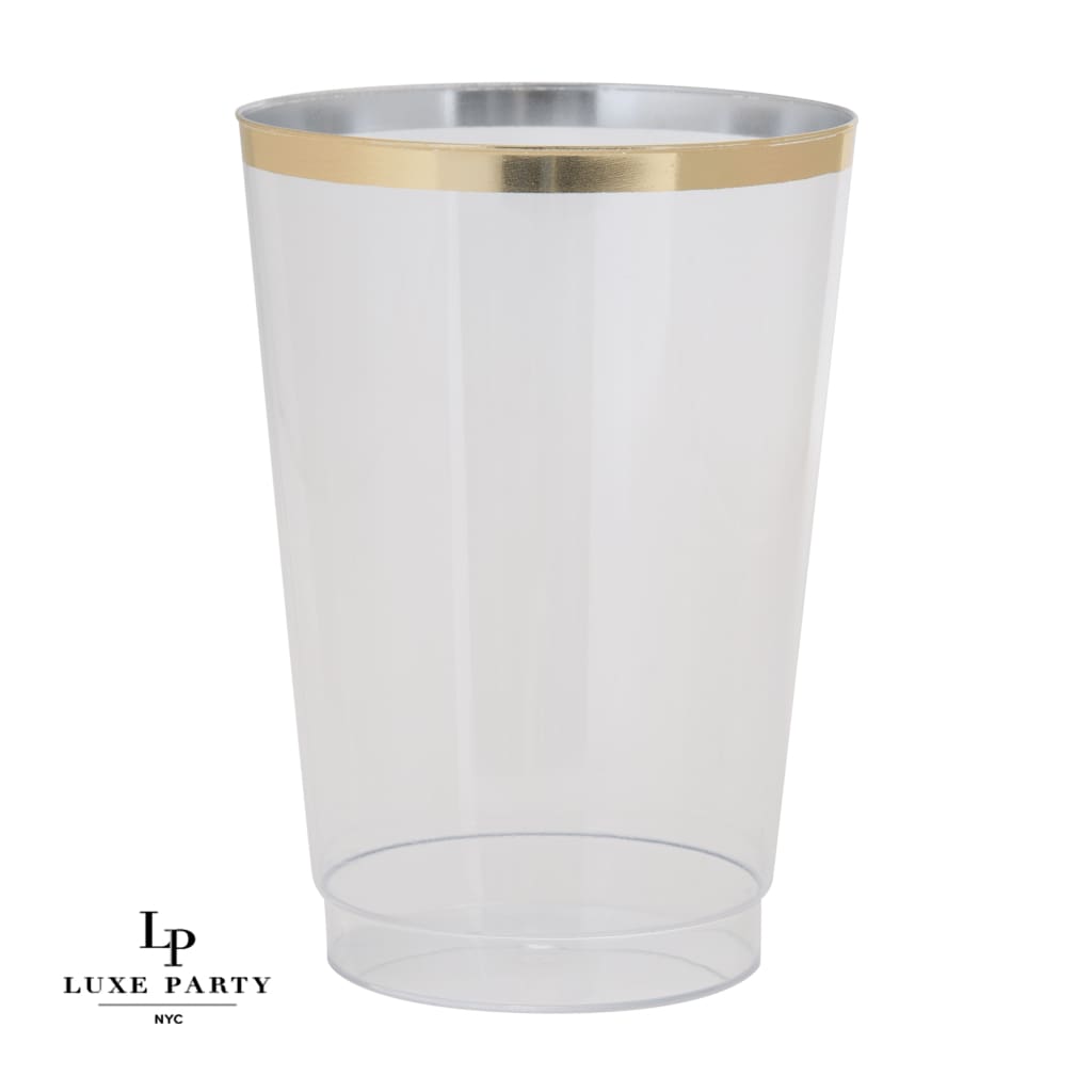 12.5 Oz Round Clear and Gold Plastic Coffee Cup - Luxe Party – Luxe Party  NYC