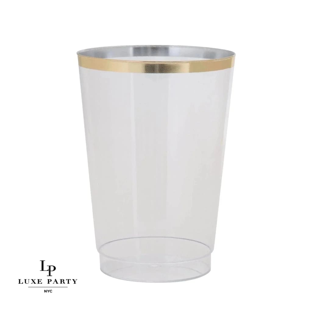 12.5 Oz Round Clear and Silver Plastic Coffee Cup - Luxe Party