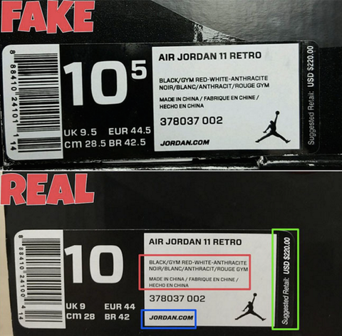 real vs fake jordan box