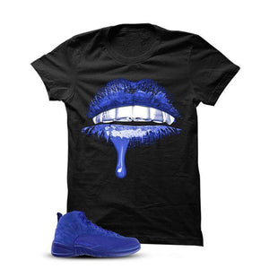 Jordan 12 Blue Suede Black T Shirt 