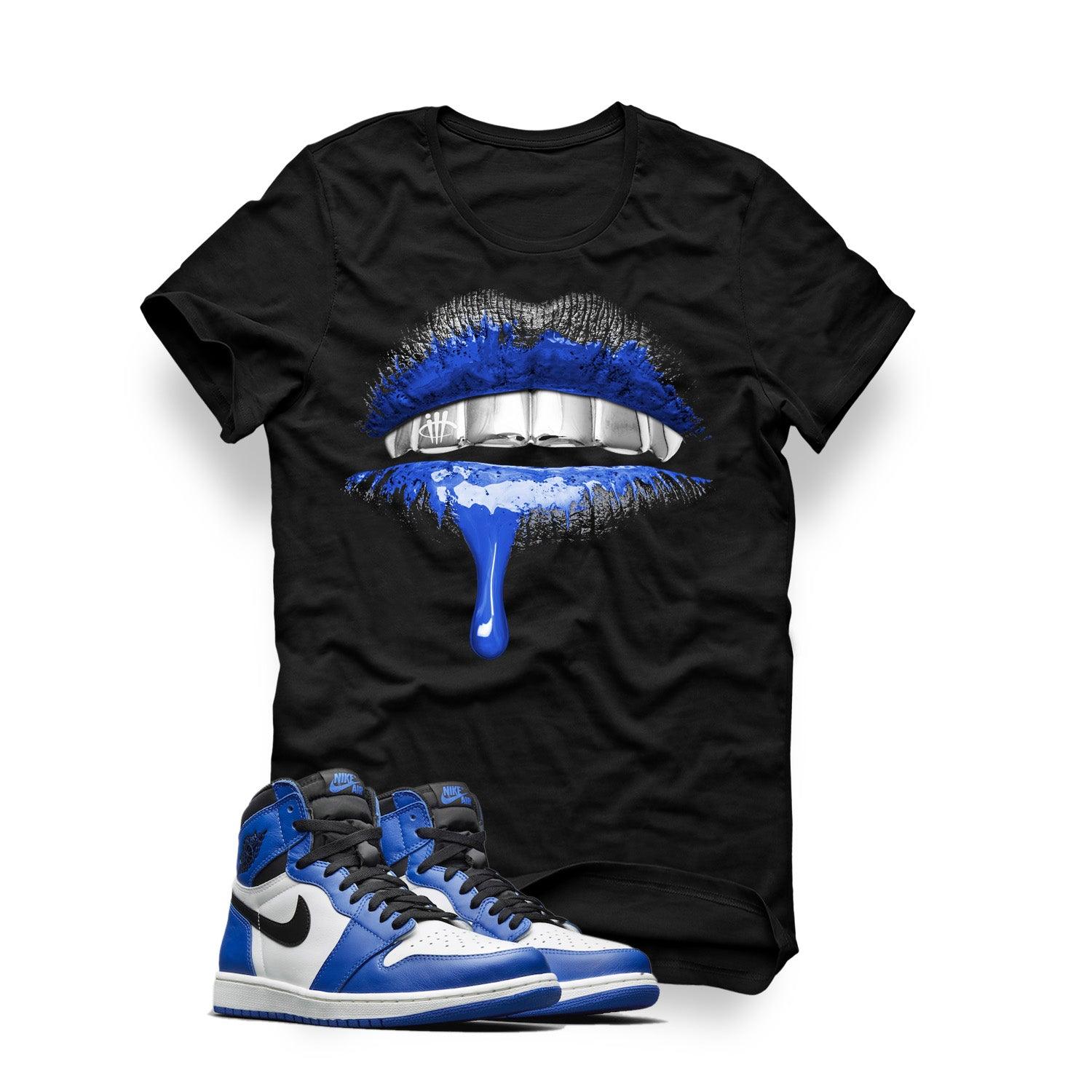 black and royal blue t shirt