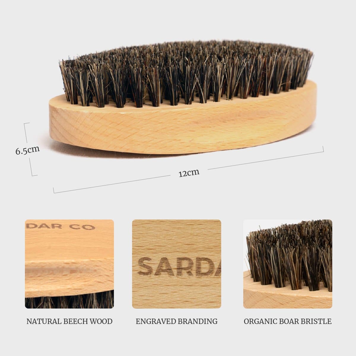 beech wood beard brush details