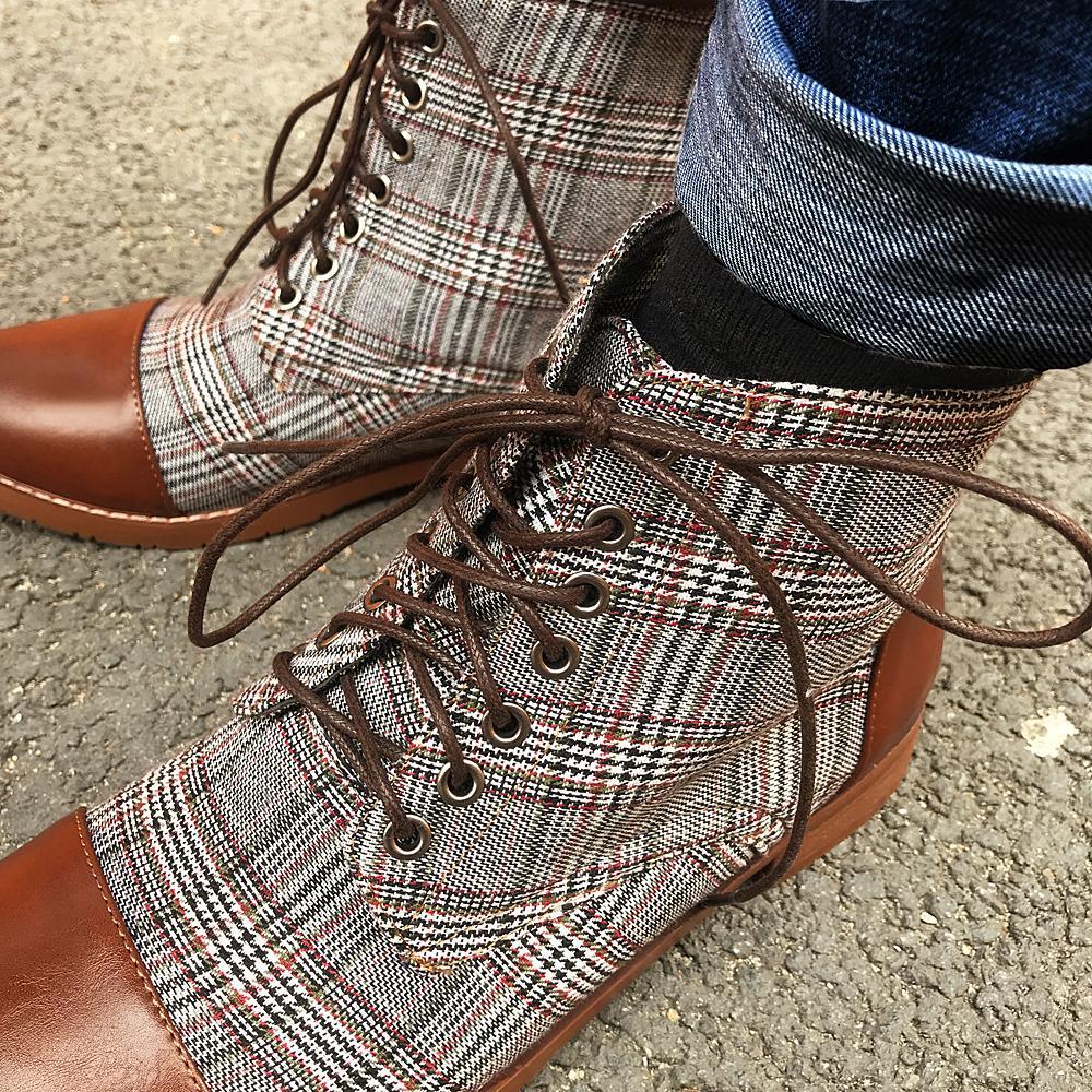 british plaid casual martin boots