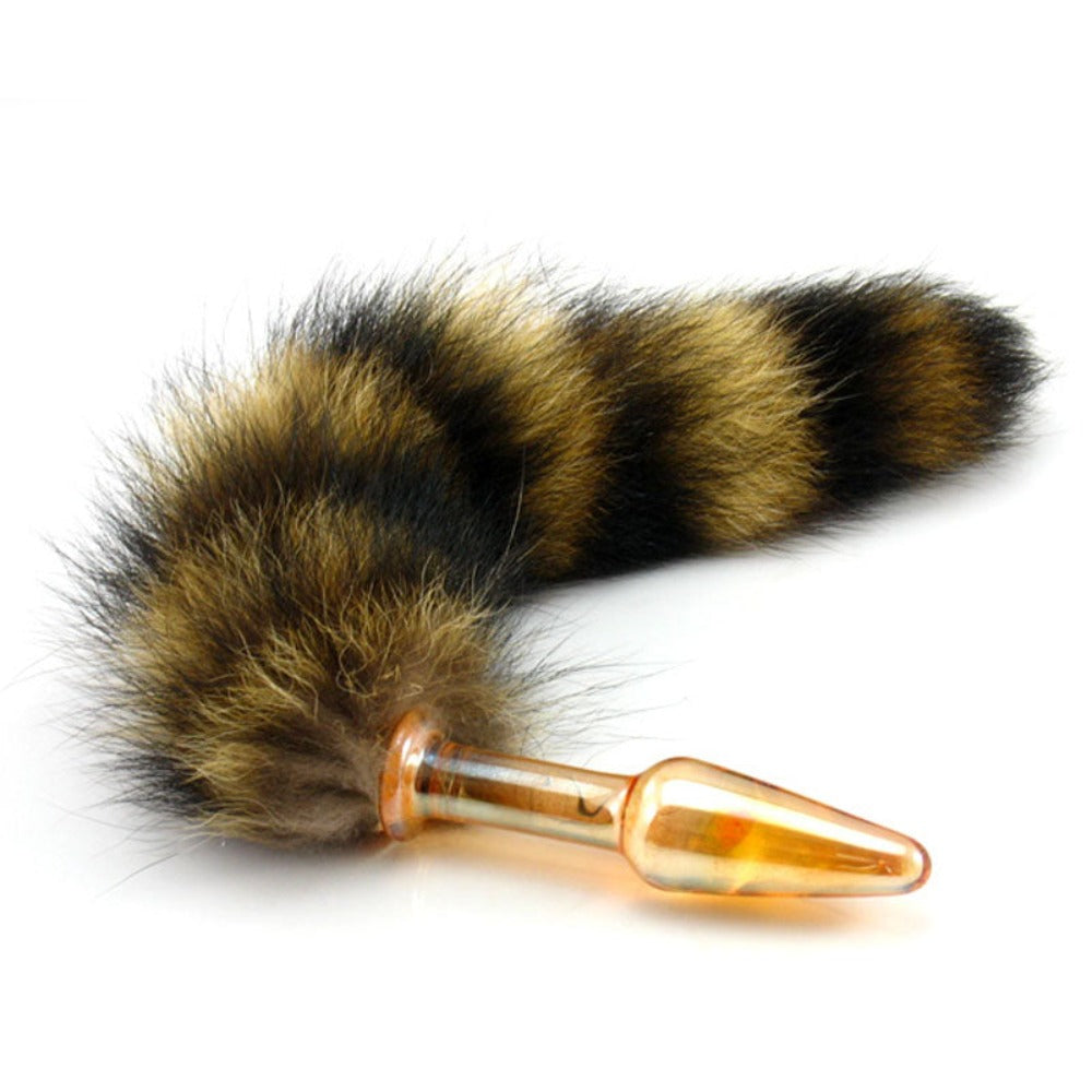 Gold Glass Furry Tail Plug Foxyplugs