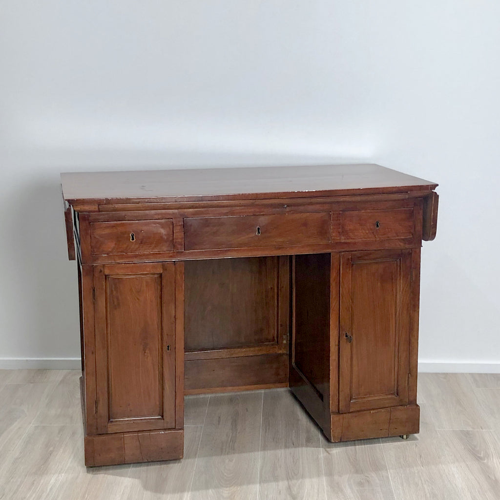 Neoclassical Walnut Drop Leaf Desk Italy Circa 1820 Antique