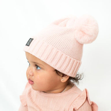 Hot Pink Beanie with Matching Pink Raccoon Pom Pom
