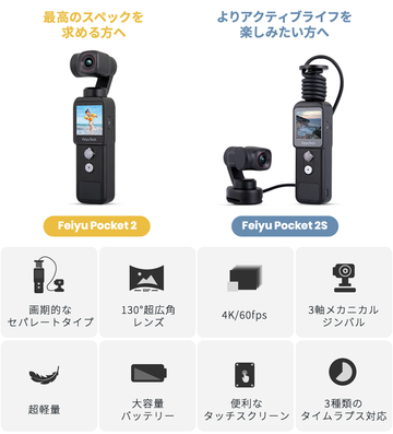 カメラ付きコンパクトジンバルFeiyu Pocket 2/2S（送料無料