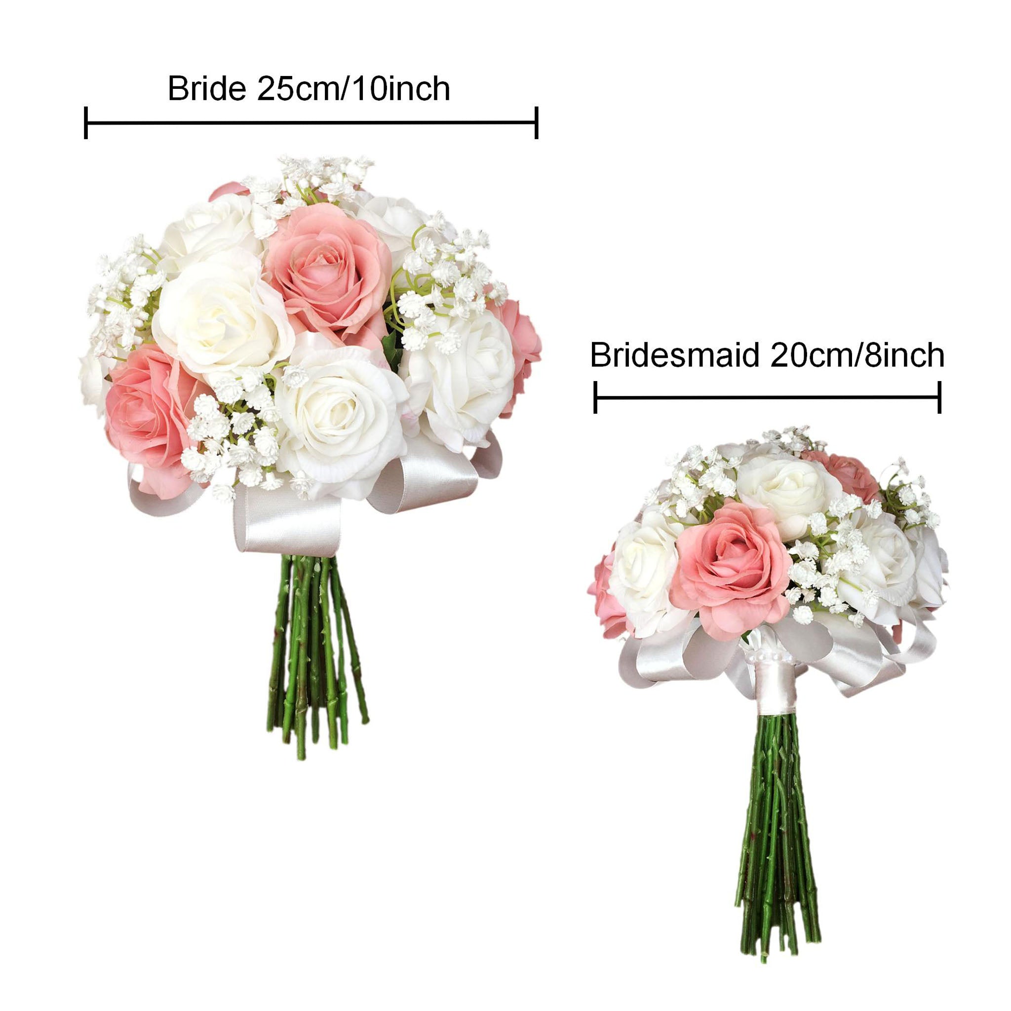 Pink And White Personal Package (1 White Bridal Bouquet, 3
