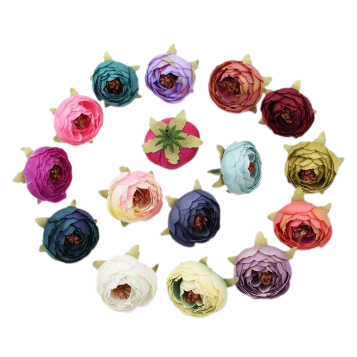 Artificial Flower Heads Silk Tea Rose Buds Blooms Small Flowers Fake  Peonies - VANRINA