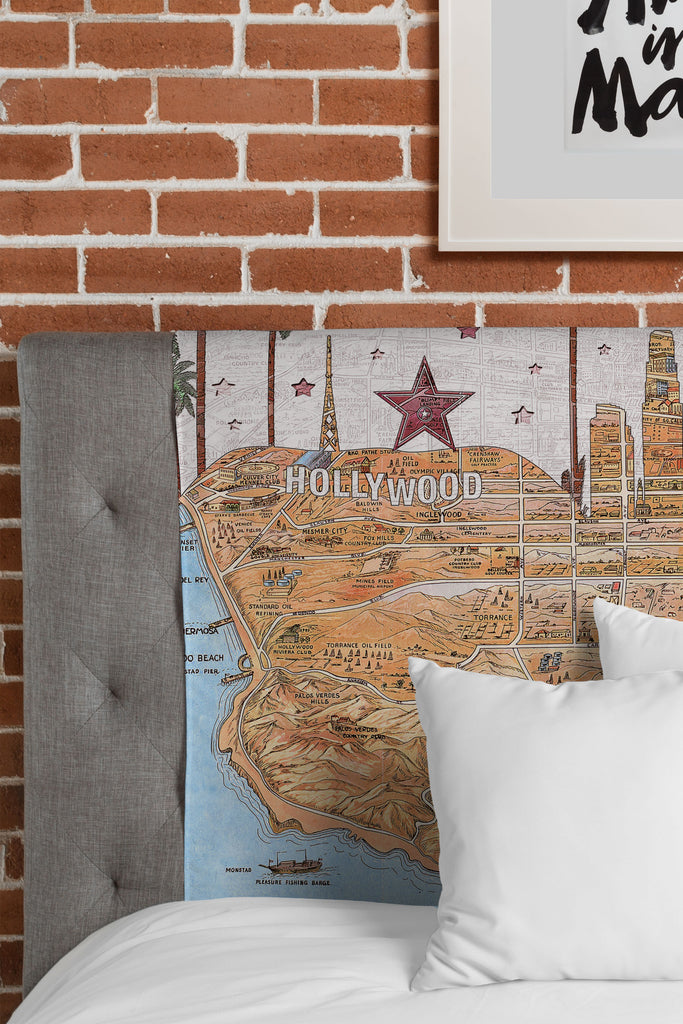 Los Angeles Skyline Old Map Tapestry Belle13