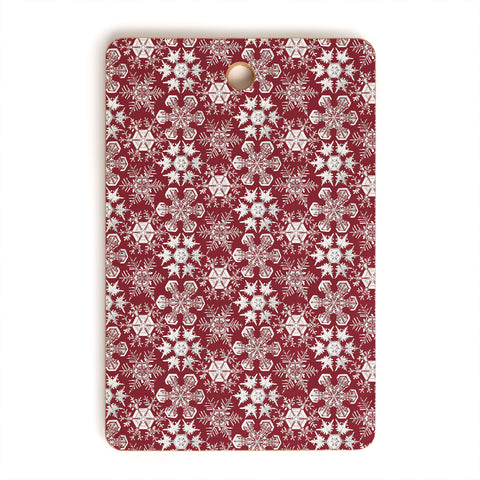 Belle13 Lots of Snowflakes on Red Cutting Board Rectangle