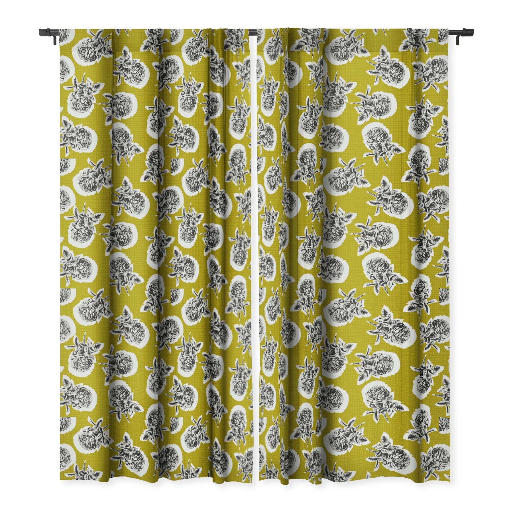 Mid Century Roses Blackout Window Curtain Caroline Okun