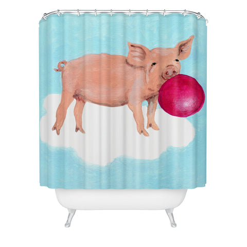 Coco de Paris A piggy with bubblegum Shower Curtain