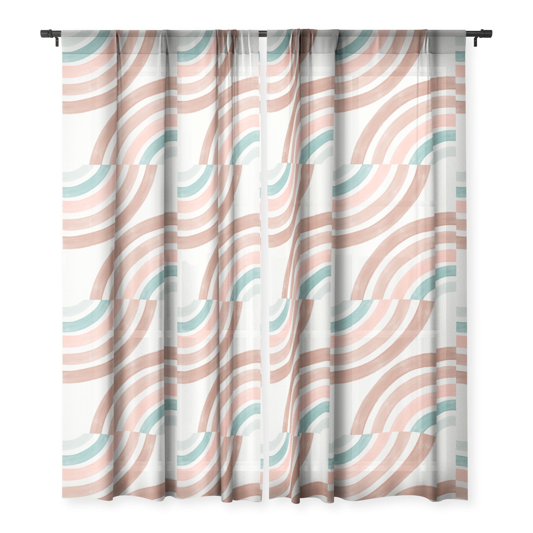 Double Retro Rainbows Sheer Window Curtain Emanuela Carratoni