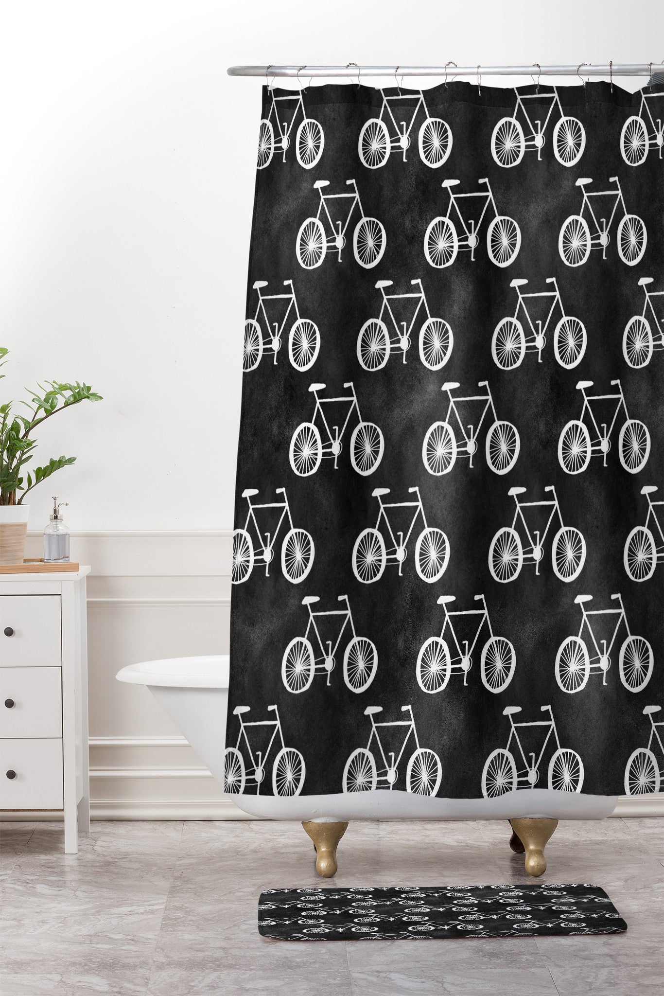 Bicycle Shower Curtain And Mat Leah Flores