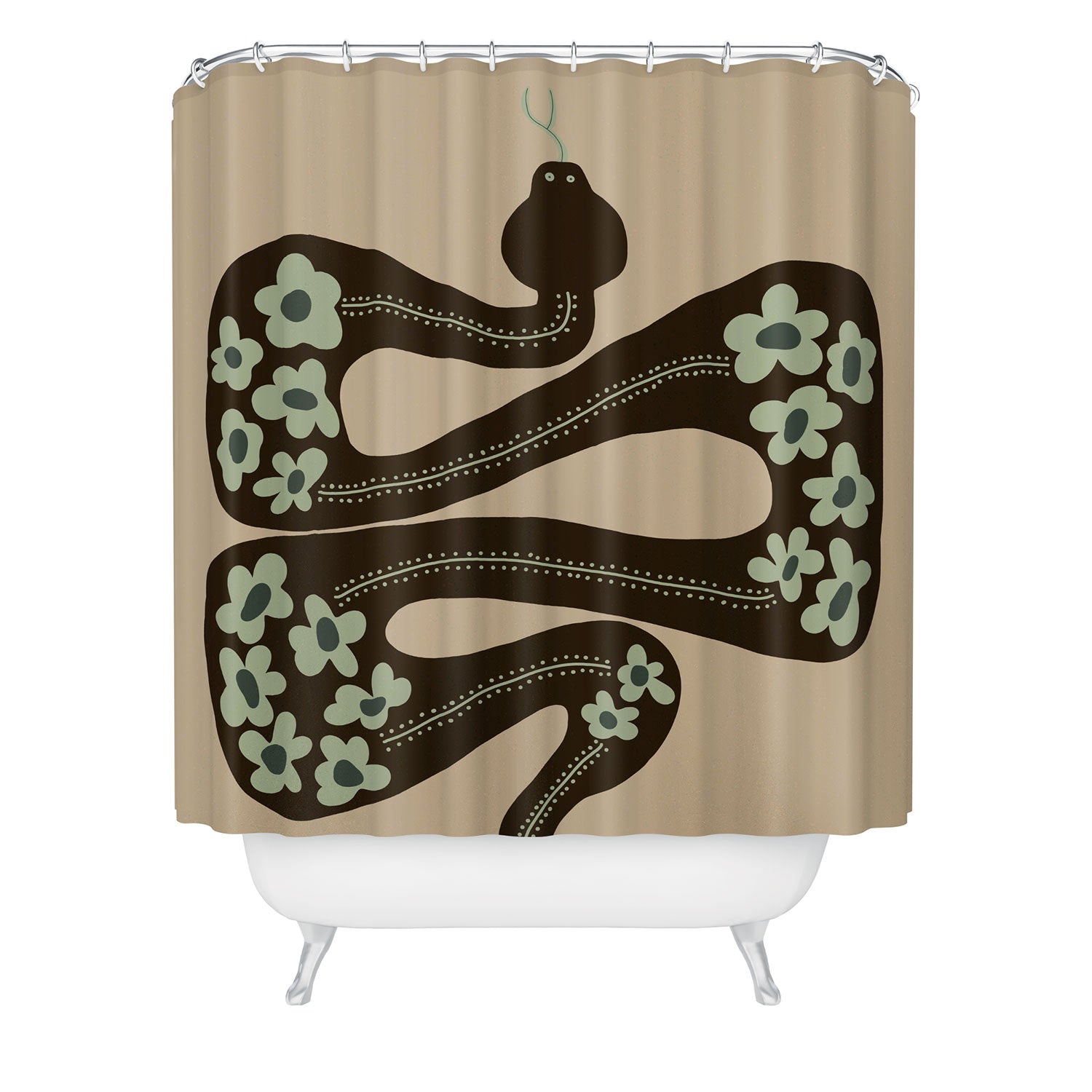 Wild And Free Green Anaconda Shower Curtain Miho