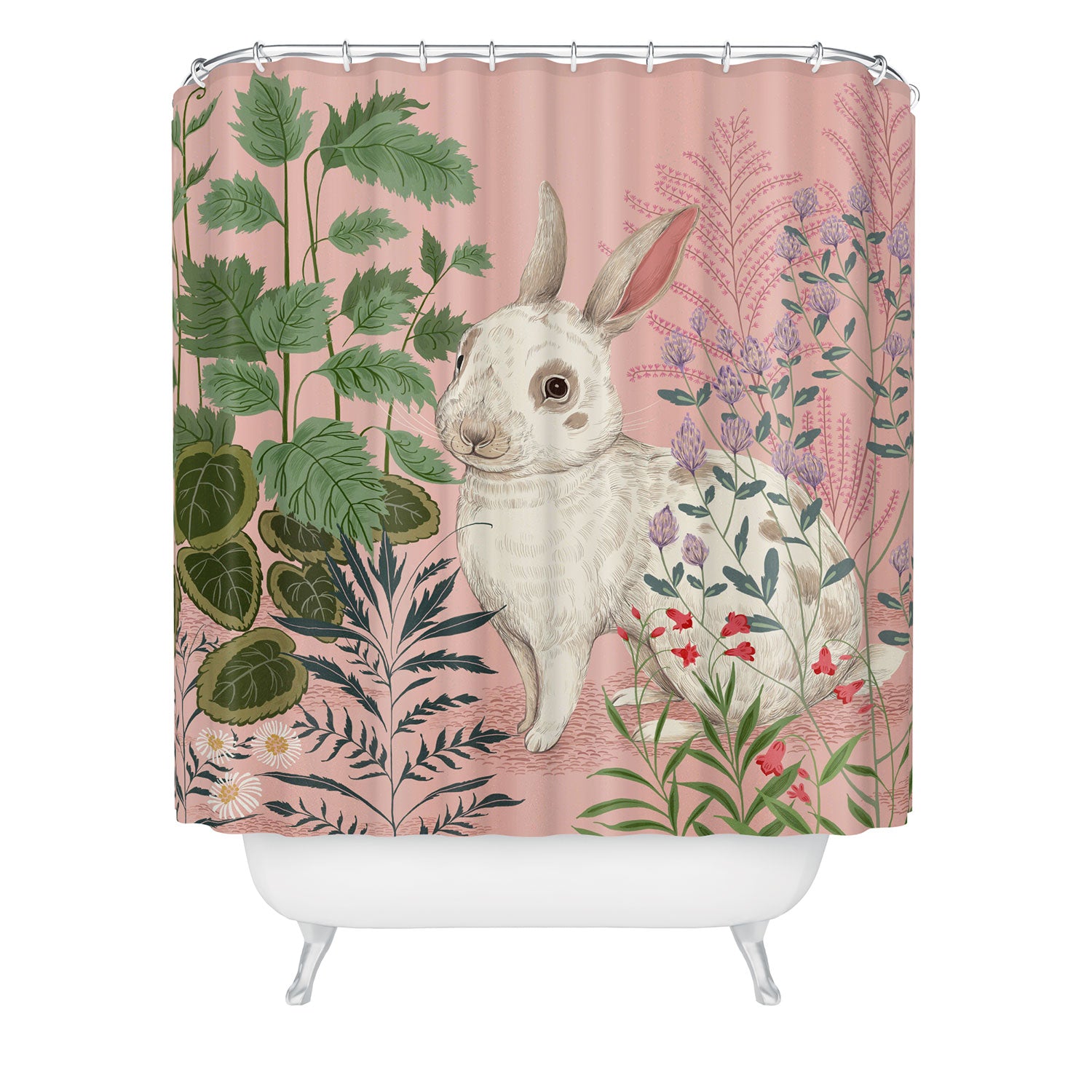 Backyard Bunny Shower Curtain Pimlada Phuapradit