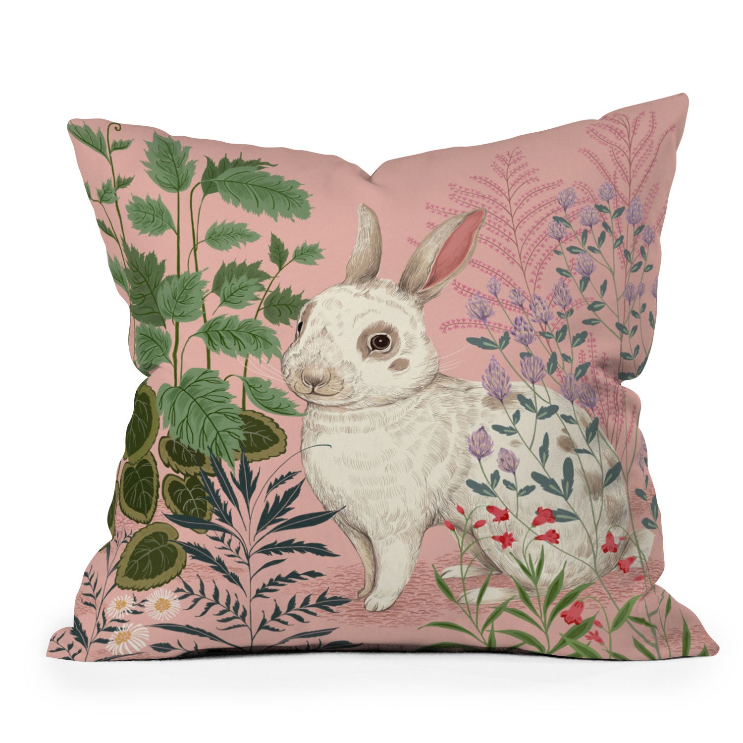 Backyard Bunny Throw Pillow Pimlada Phuapradit