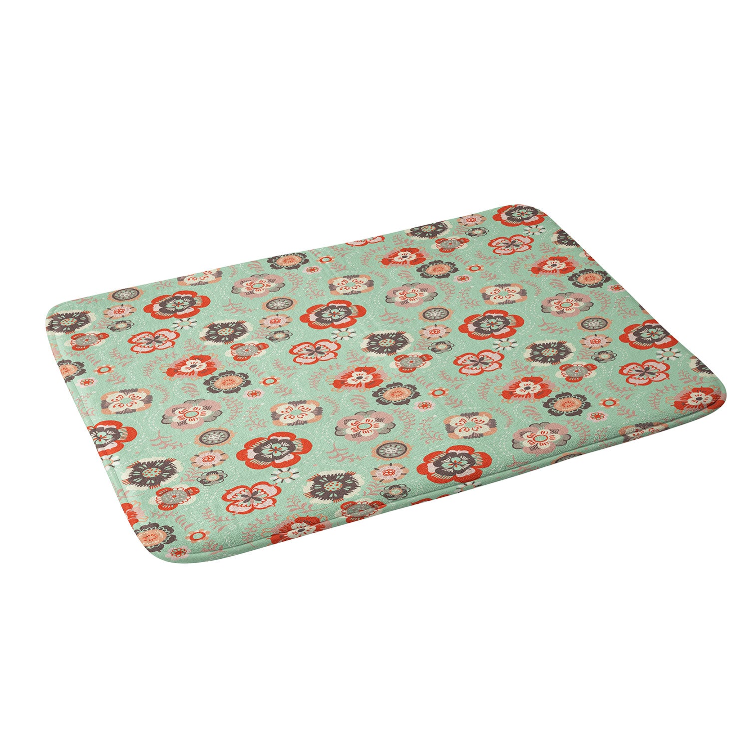 Candy Floral Baby Blue Memory Foam Bath Mat Pimlada Phuapradit