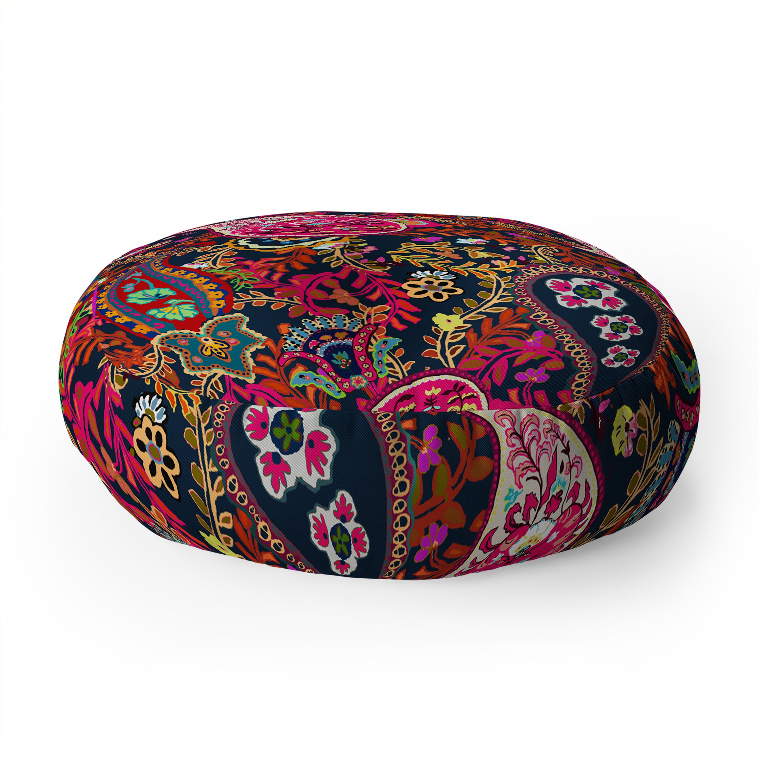 Boho Paisley Floor Pillow Round Rachelle Roberts