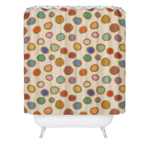 Sewzinski Colorful Dots on Cream Shower Curtain