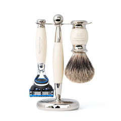 Mens razor and badger brush shaving set