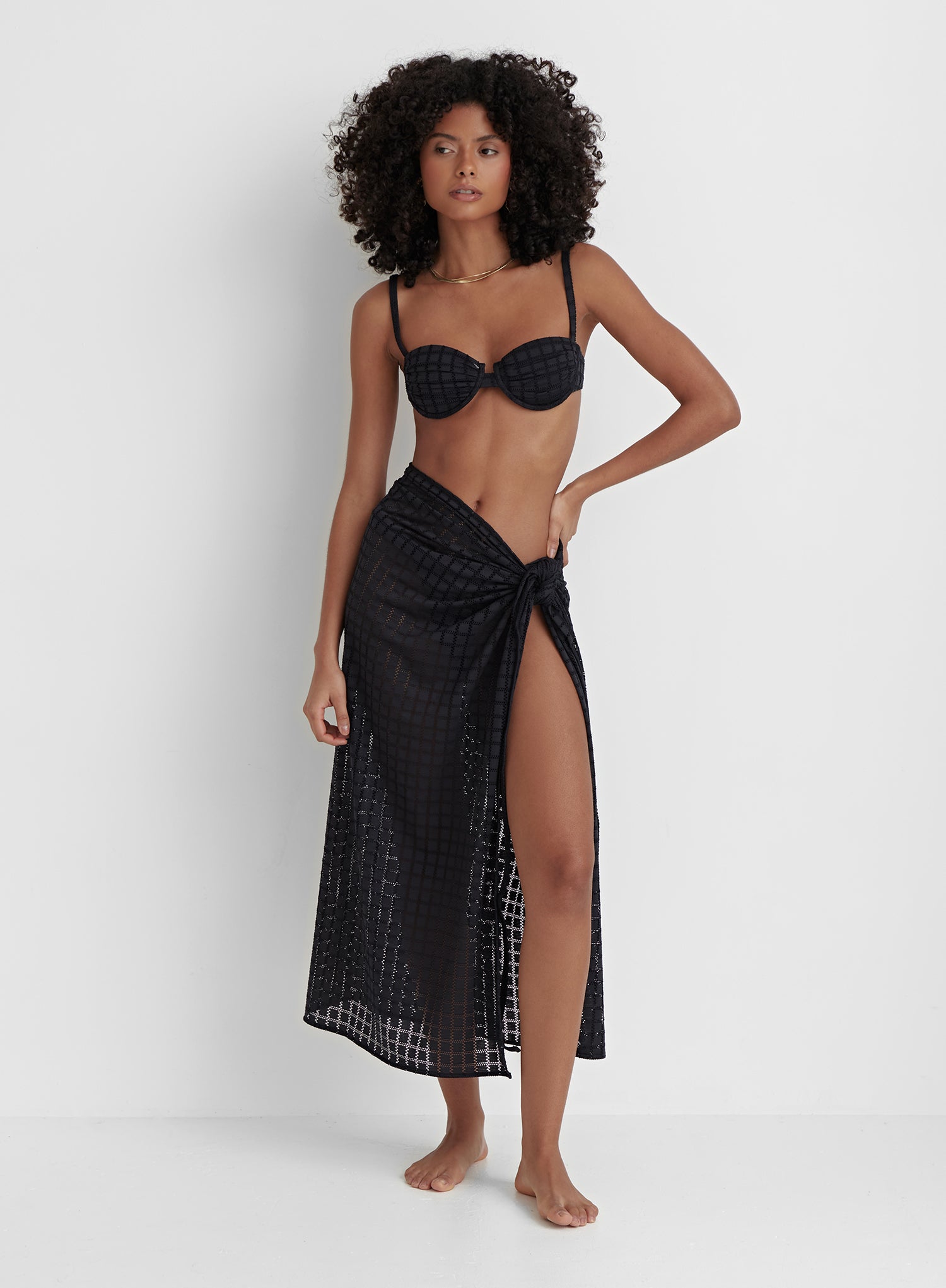 Image of Black Crochet Wrap Beach Skirt- Arles