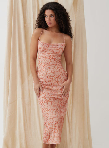 4th & reckless orange snake dress