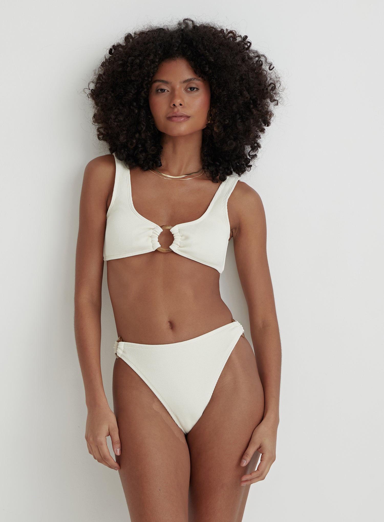 Image of Cream Crinkle Tortoiseshell Bikini Top- Faie