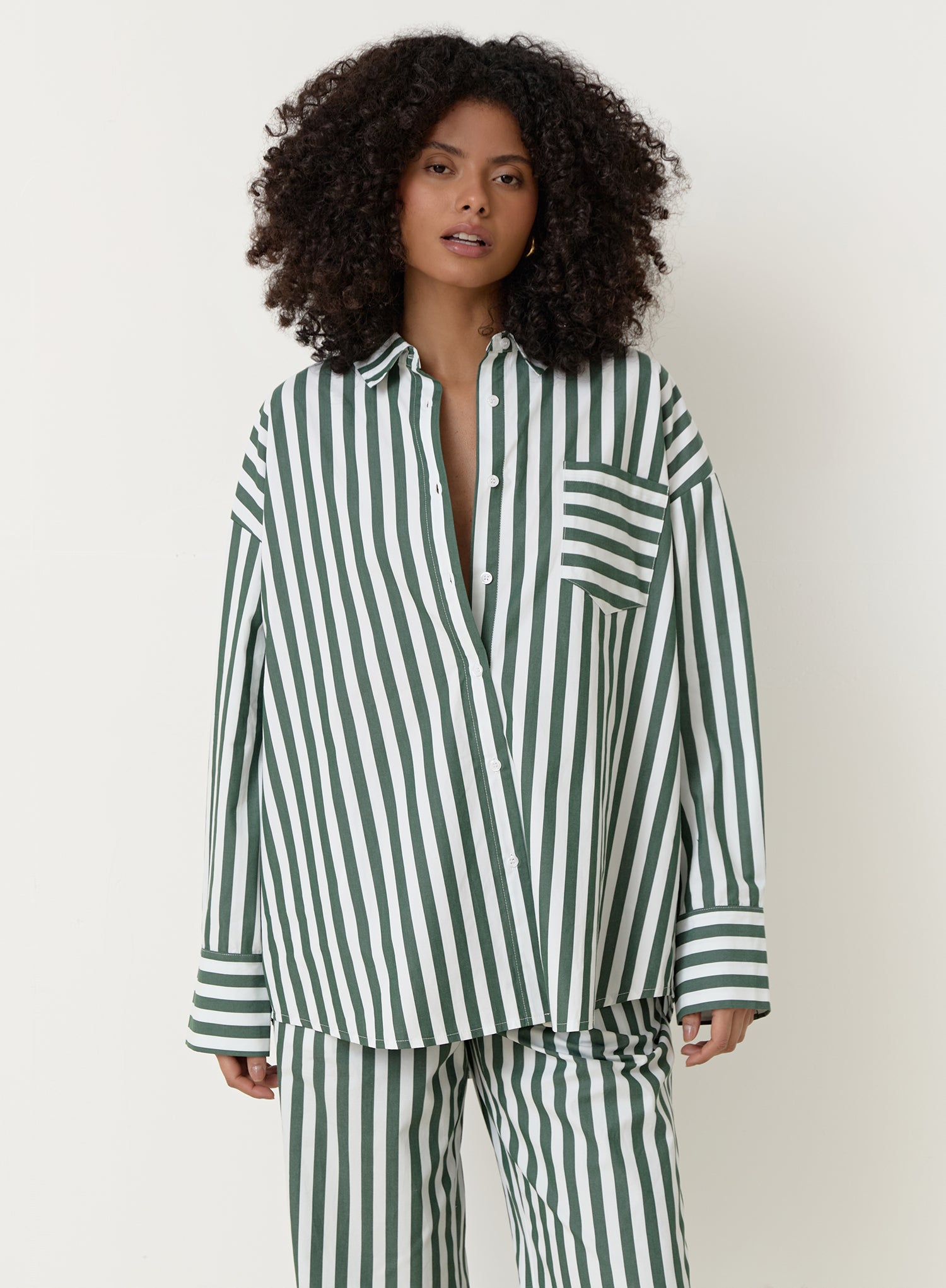 Image of Green Stripe Oversized Shirt- Rio