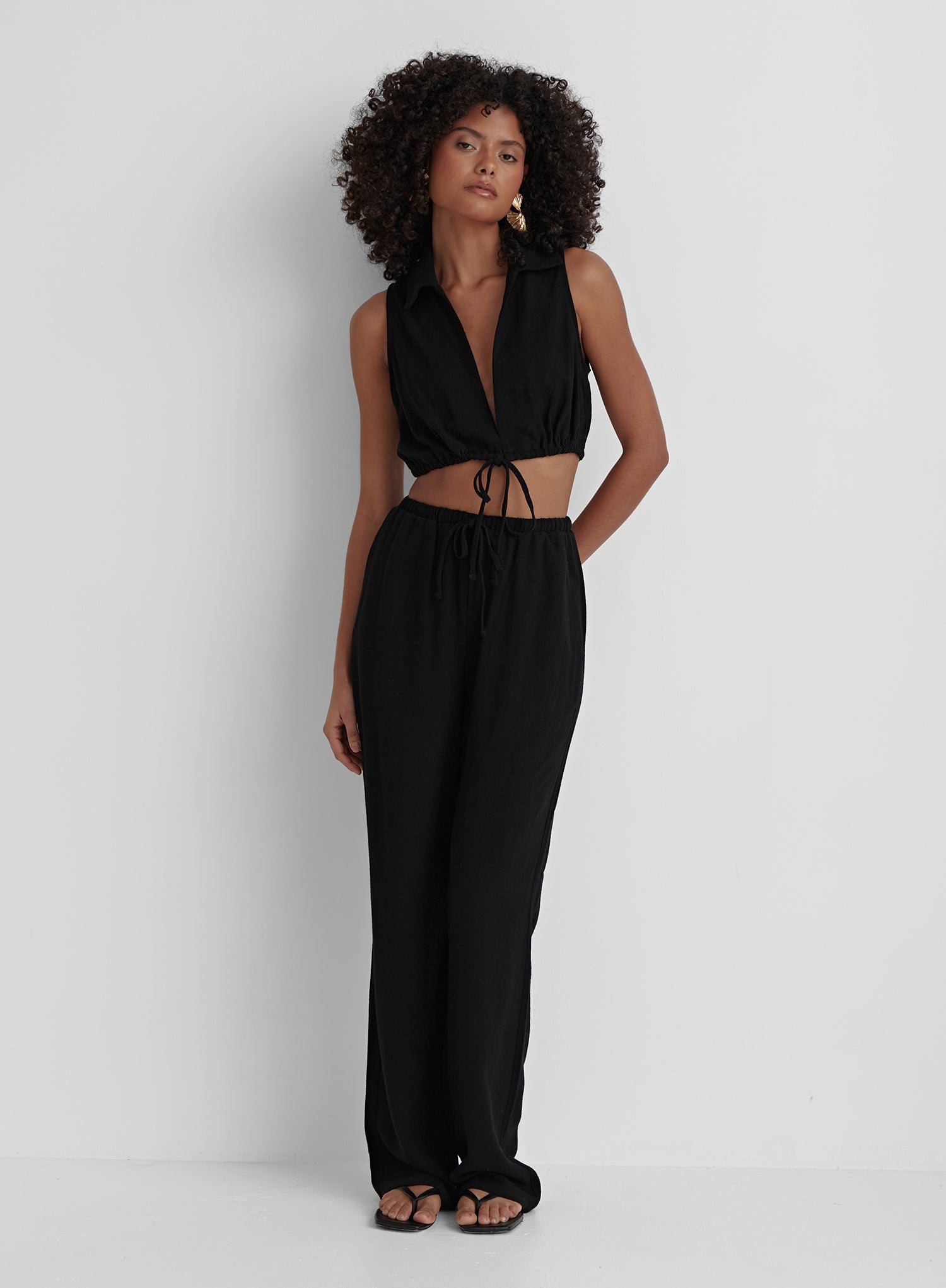Image of Black Elasticated Waist Relaxed Trouser- Jace