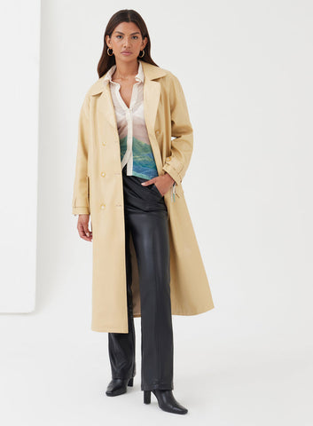4th and Reckless cream faux leather trench coat