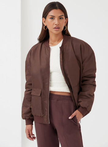 4th and Reckless Chocolate Brown Bomber Jacket